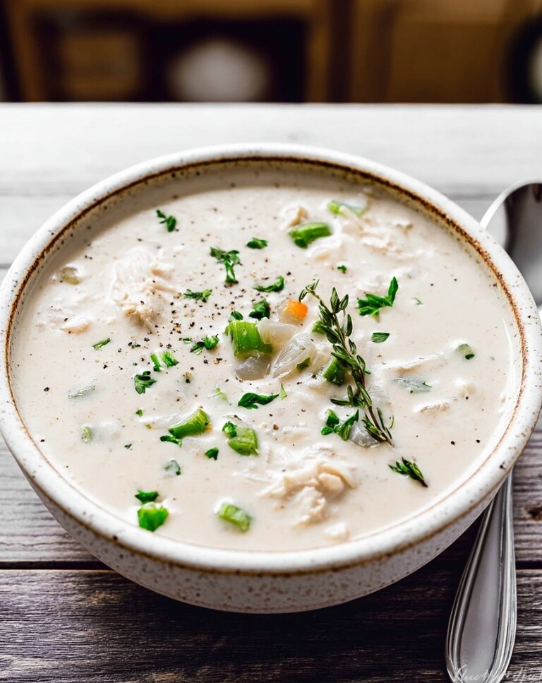 Thick, Savory Keto Chicken Pot Pie Soup