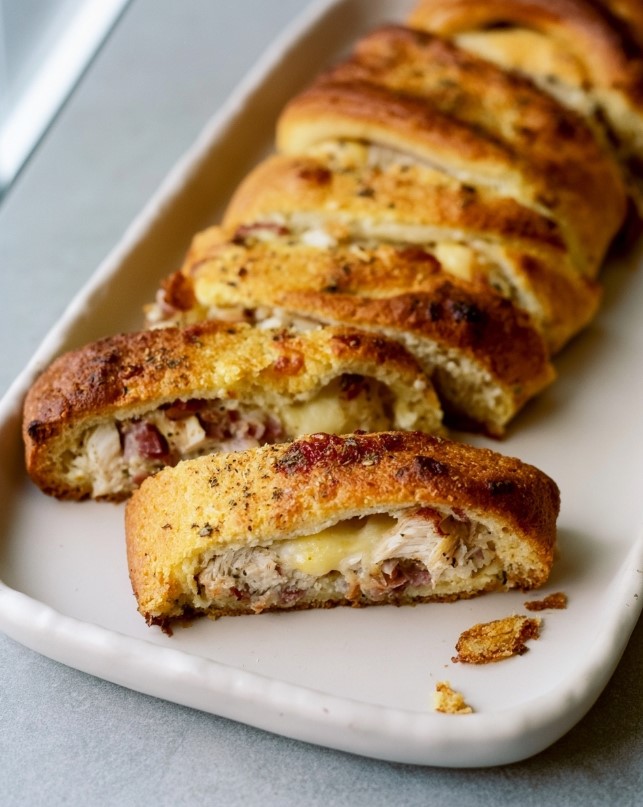 Golden Keto Chicken and Ham Stromboli