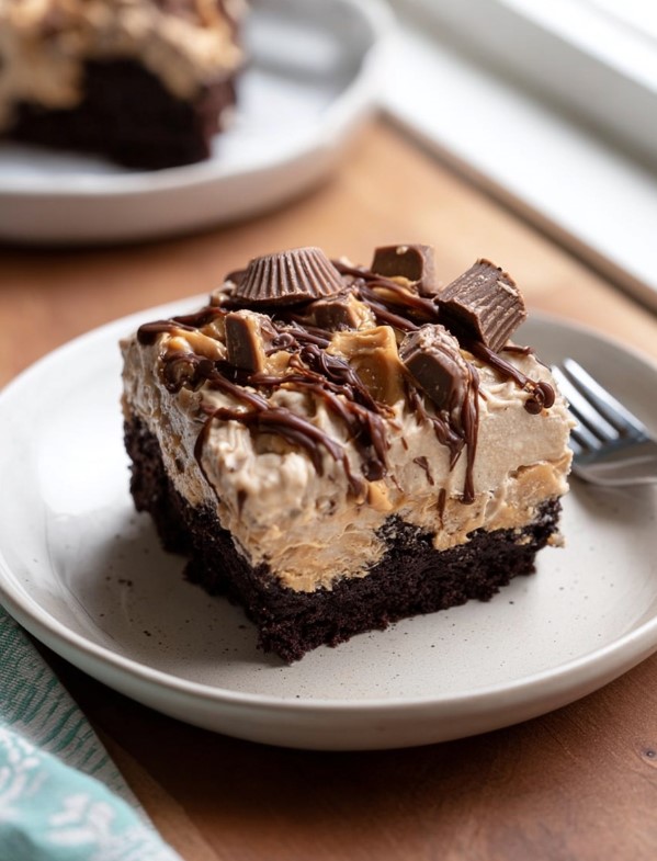 Fudge-Filled Chocolate Keto Poke Cake Recipe