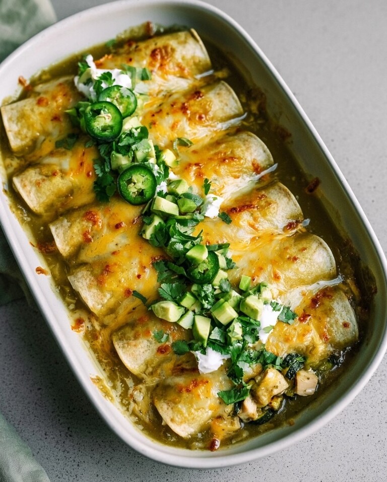 Gooey Low Carb Green Chicken Enchiladas