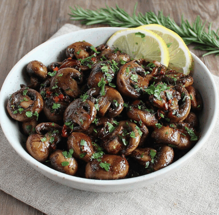 Keto Spanish Garlic Mushrooms with a Tangy Bite
