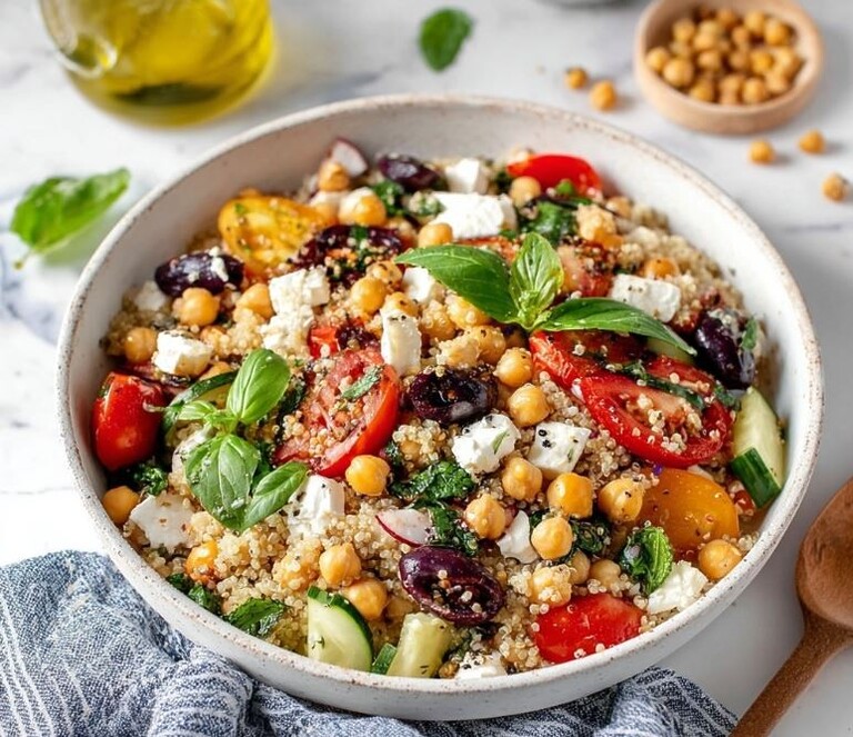 Blistered Tomato & Crispy Chickpea Mediterranean Quinoa Salad (Your New Lunch Obsession)