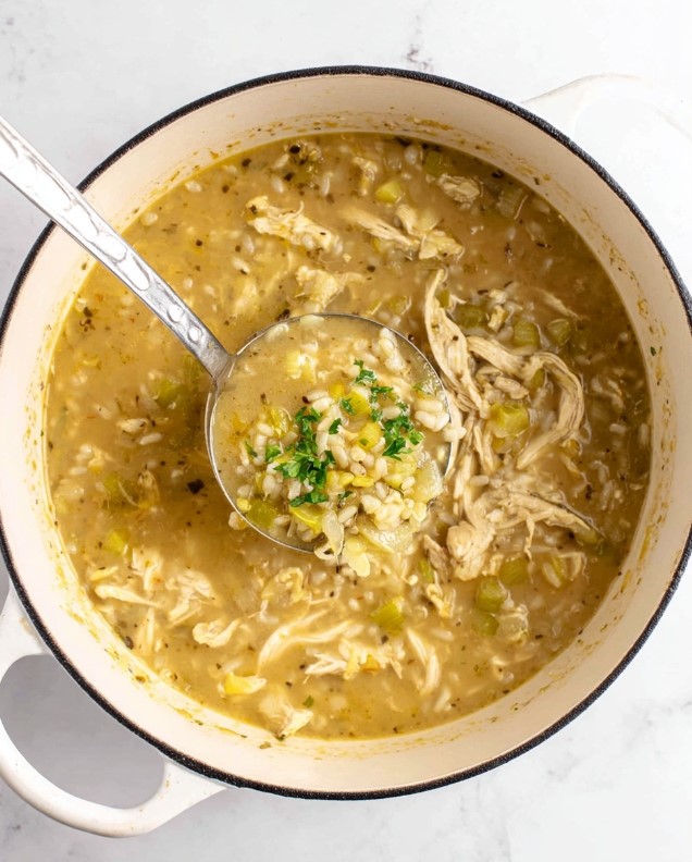 Lemon Chicken Farro Soup