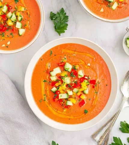 Andalusian Summer Gazpacho with Toasted Almond Recipe