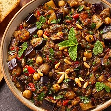 Classic Sicilian Caponata with Chickpeas & Mint