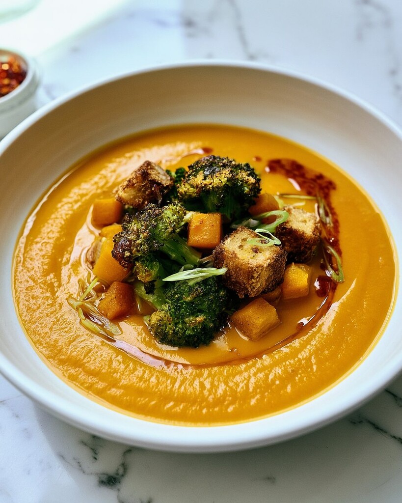 Stirring bright orange pumpkin puree into the cooked cornmeal